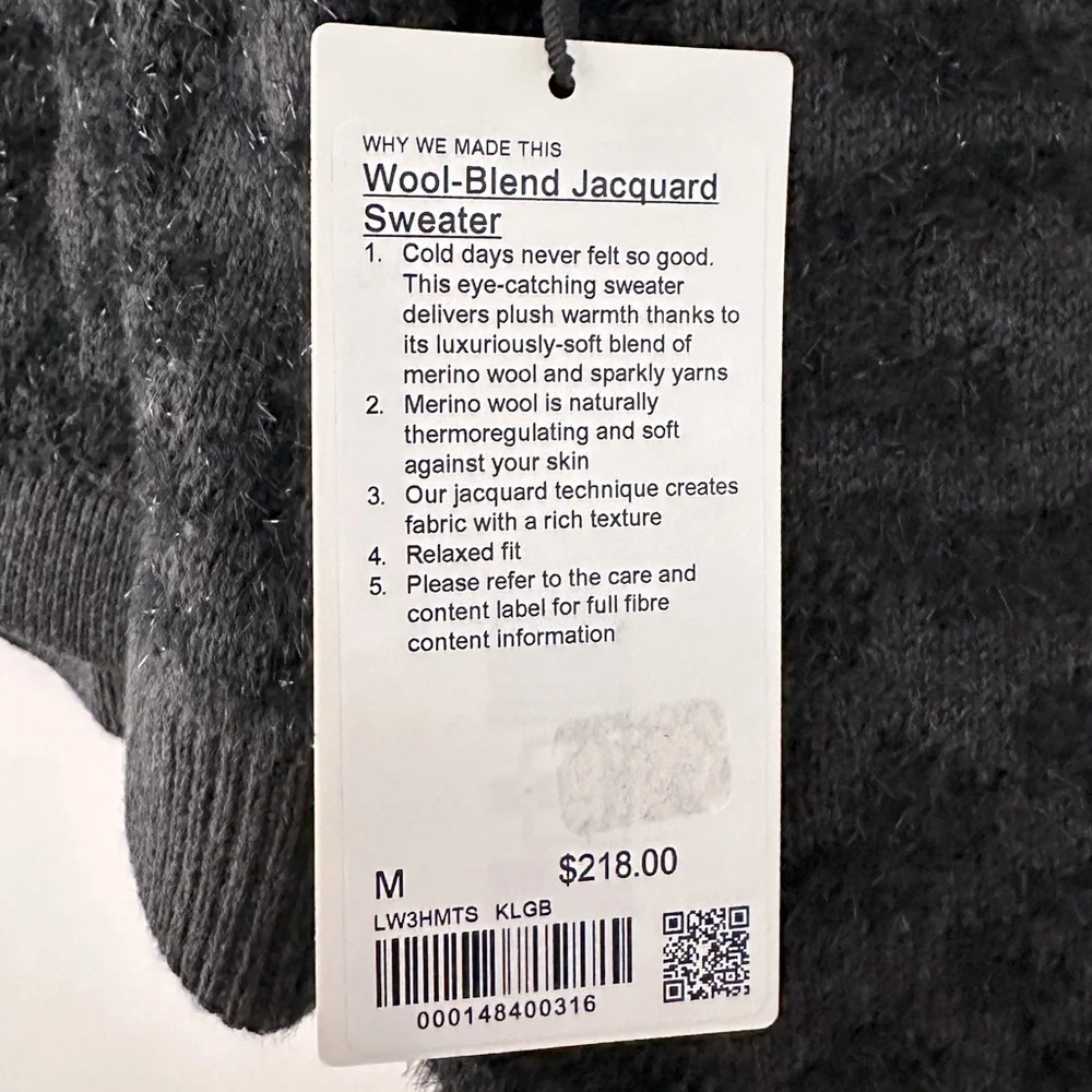 Lululemon Wool-Blend Jacquard Sweater in Charcoal - Picture 2 of 3